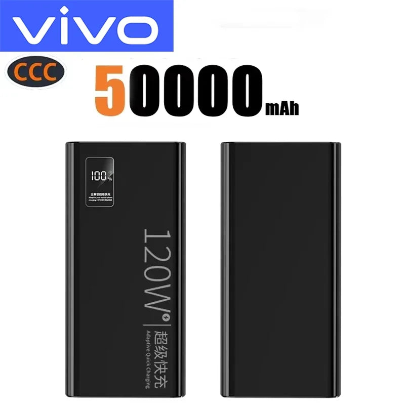VIVO 500000mAh Power Bank 120W Super Fast Charging Portable LED Digital Display External Power Bank for iPhone Samsung 2026New