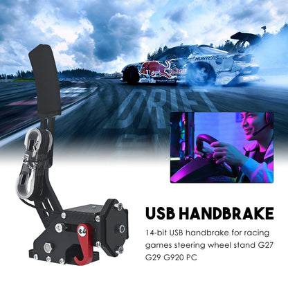 2-in-1 USB Handbrake ,64-bit USB handbrake for Racing Games Steering Wheel Stand G27 G29 G920 PC Supports PC Windows System