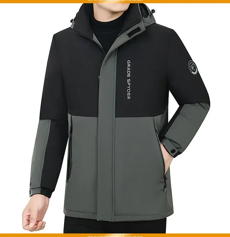Herr Lång Vinterjacka Parkas med Huva – Varm Vindskyddande Vattentät Outwear, 2 Färger, Storlek XXS–5XL