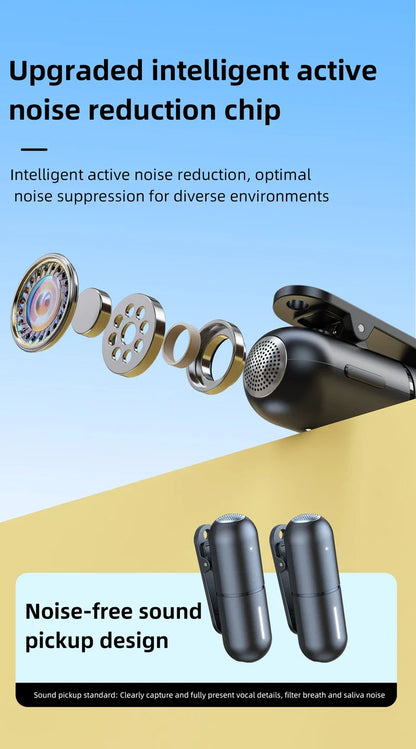Wireless Mini Lavalier Microphone Live Broadcast Gaming Recording Interview Vlog Professional Microphone for iPhone iPad Android