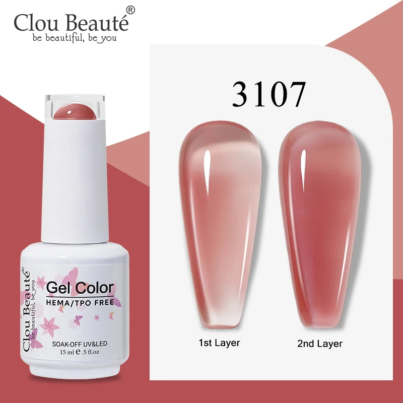 Clou Beaute Semi-transparent Jelly Color UV Gel Manicure Gel Nail Nail Supplies For Professionals Semi-permanent Varnish 15ml