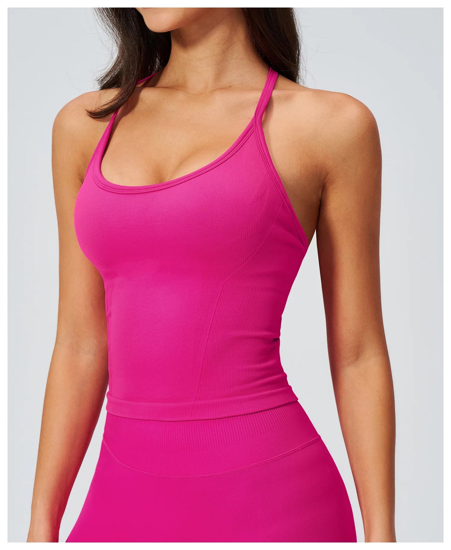 Summer New Yoga Vest Women Workout Crop Tops Cross Back Strap Fitness Bra Shockproof Sports Halter Workout Bra Push Up Yoga Vest