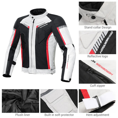 Men's Motorcycle Jackets Anti-fall Wear-resistant Motorbike Jacket With 5pcs Protector Motocross Racing Clothing Protection