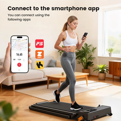 Formill FT51/FT50/FT52 Treadmill 2 In 1 Walking Running Treadmill 0.75-2.5HP Foldable Under Desk Treadmill38*95cm Running Area With Armrest LED Display Oil Drip Hole Indoor Home Gym Exercise Machine