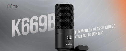 FIFINE Metal USB Condenser Microphone with Gain Knob,Newly Upgraded Detachable Dual-Joint Recording Mic for Laptop/PC-K669