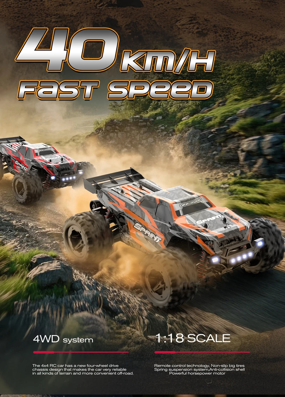 4WD radiostyrd bil i skala 1:16 med 4 kanaler