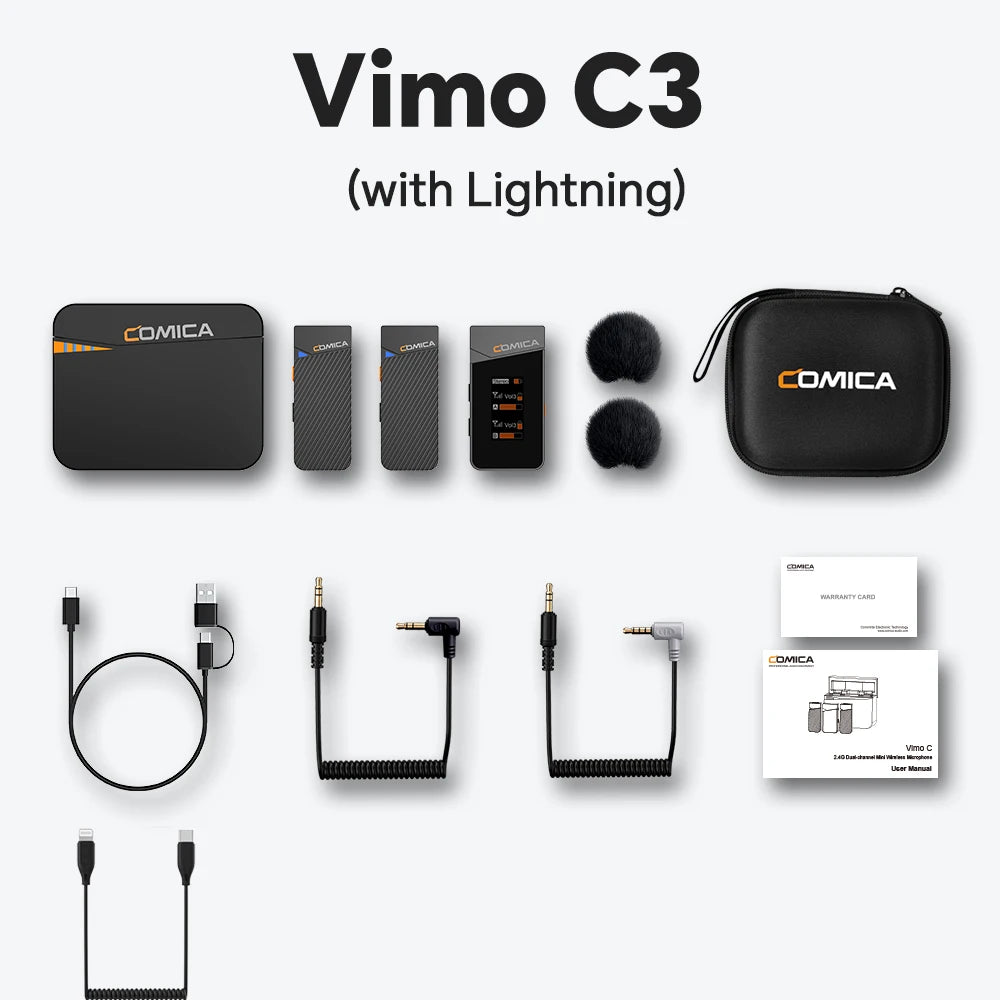 COMICA Vimo C 2.4G Wireless Lavalier Microphone with Charging Case,Lapel Mic for Camera Smartphone Podcast Interview Vlog