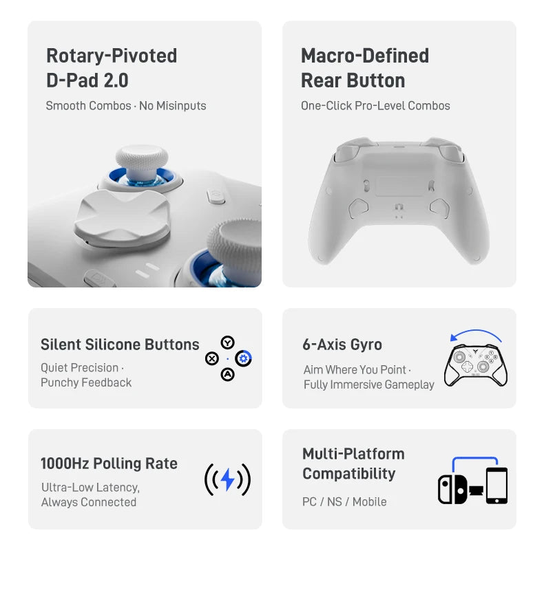 Flydigi Direwolf 4 Wireless Gamepad Controller Wired Gaming Console Support PC /Switch/Phone/Tablet Computer Video Gaming Player