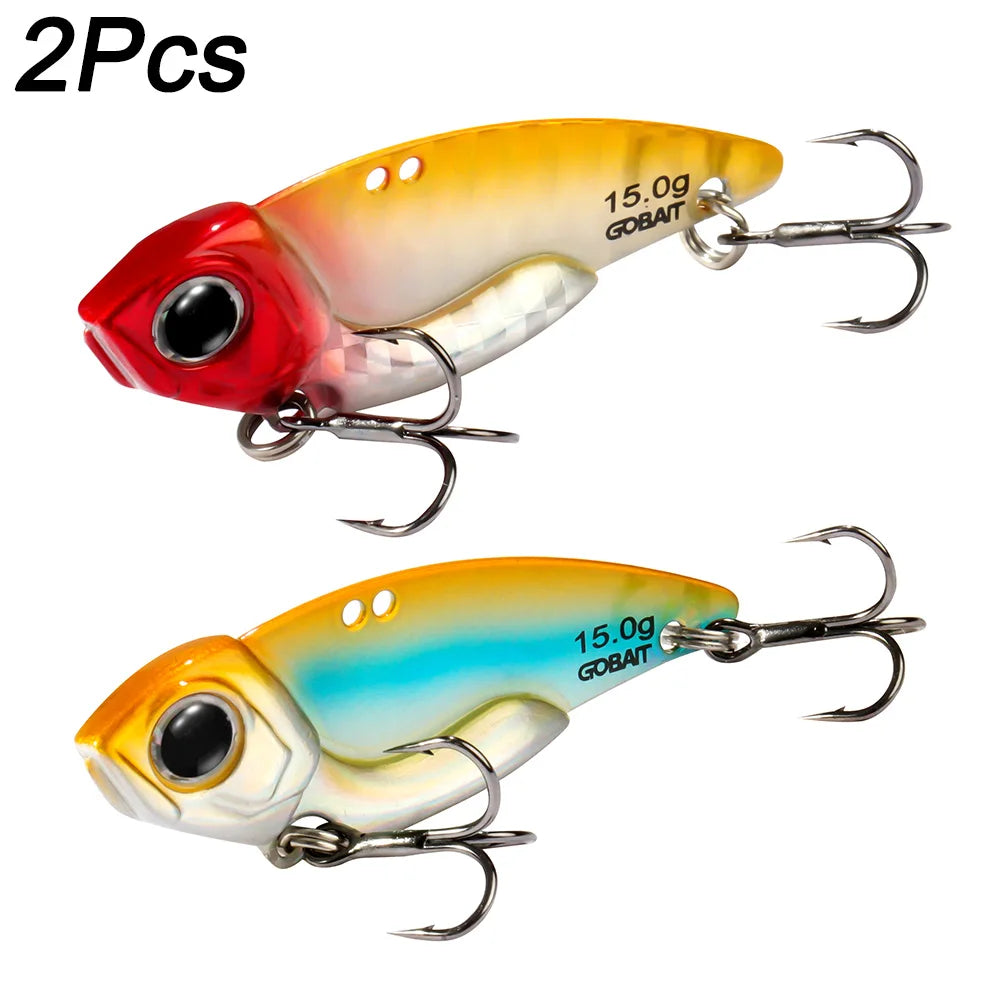 VIB Lure Metal Jig HardBait 7g 10g 15g Spoon Spinner Laser Painting 3D Eyes Fishing Tackle Strong 3X Hooks Swimbait Pesca Bait