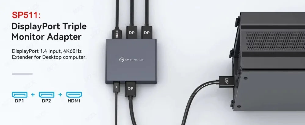 MZX MST-splitter för tre skärmar, DisplayPort eller USB-C