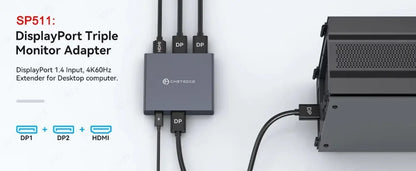 MZX MST-splitter för tre skärmar, DisplayPort eller USB-C