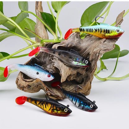 Artificial Soft Bait With Jig Head 4g 10g 25g Jigging Soft Lure Rubber T Tail Fishing Lures Swim Bait For Bass Pike Bass Tackle