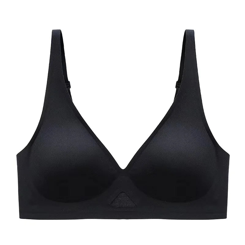 Women's Seamless Bra Push-Up Bralette With Pads U-Shape Back Non-wire Underwear Mesh Splice Breathable V-Neck Sexy Lingerie S-XL