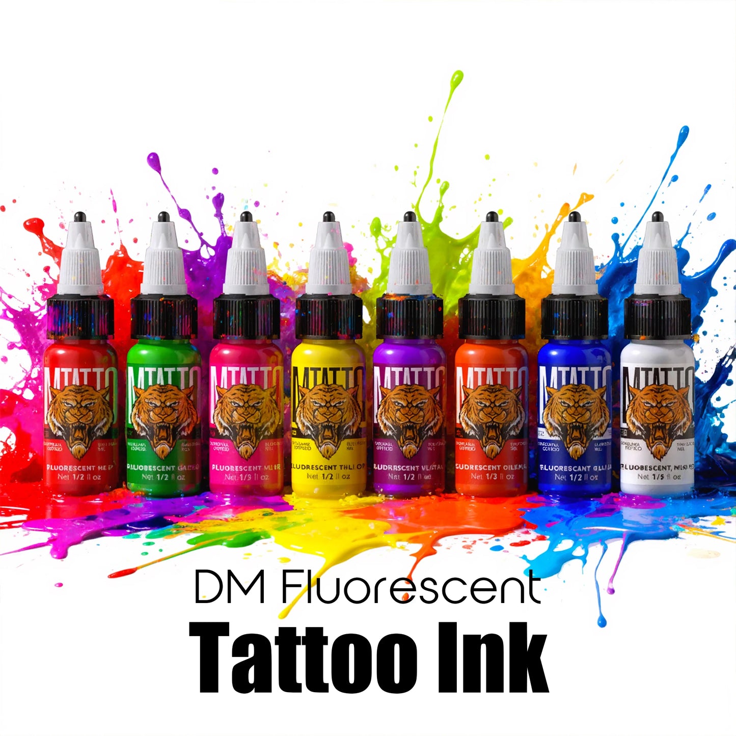 DM Fluorescent Tattoo Ink 15ml 1/8PCS Color Professional Beauty Paints Natural Plant Extract Pigment Body Painting Tattoo Ink