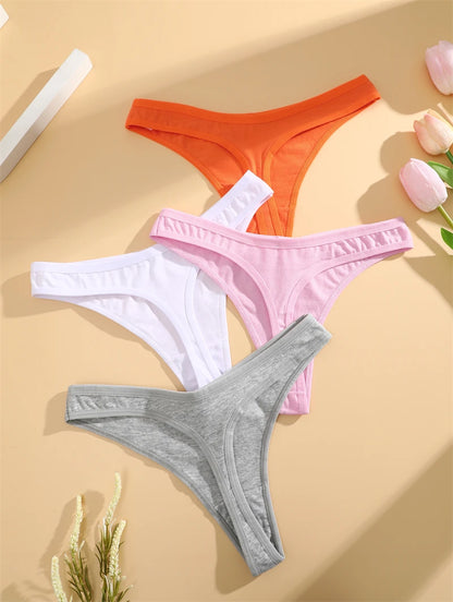 4PCS Women Cotton Thongs Female Sexy Low Waist Panties G-String Underwear Thongs Striped Panties Female Underwear T-Back Intimat