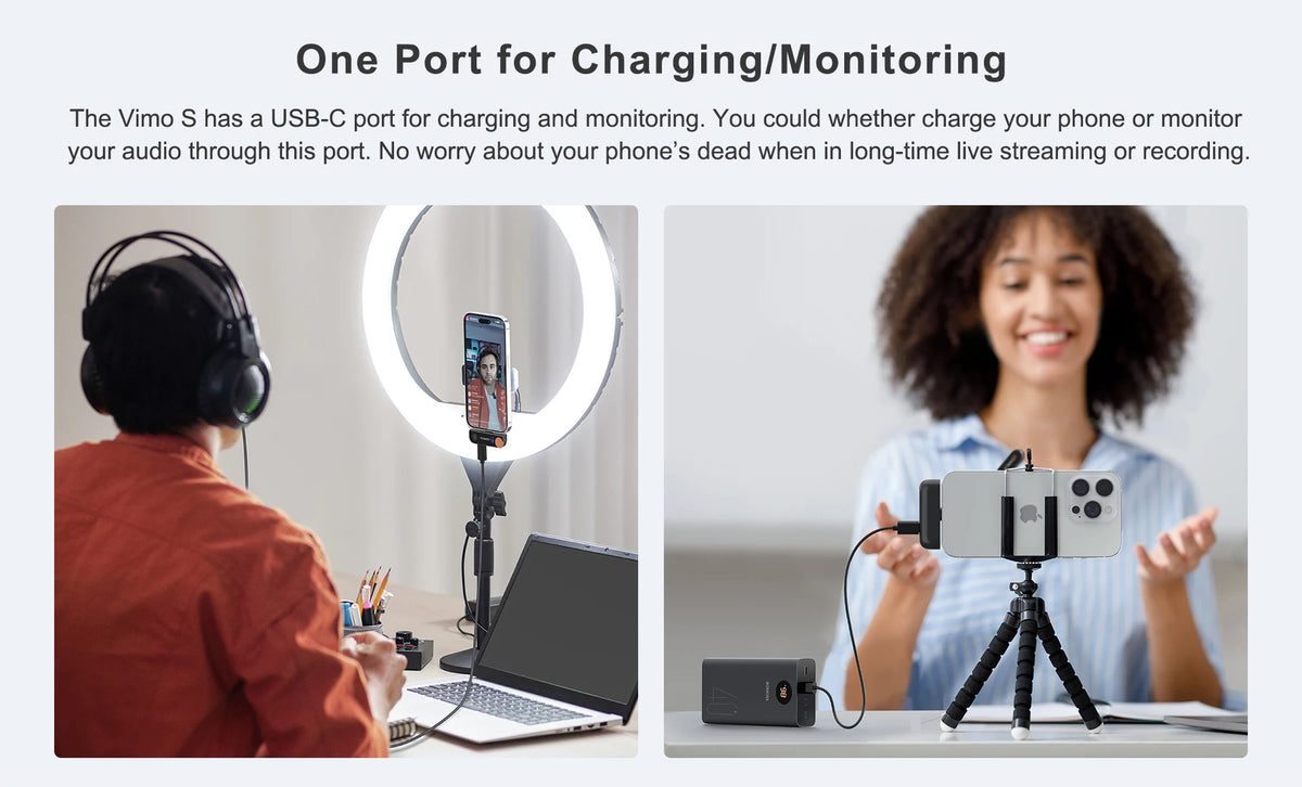 COMICA Vimo S Wireless Lavalier Lapel Microphone for iPhone Android Noise Cancellation Mic for Youtube Tiktok Vlogging Podcast