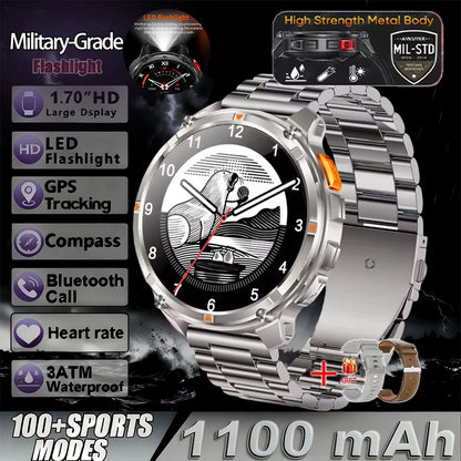 T-Rex3 Pro Militär Smartklocka 2026 – 1100mAh, GPS, Kompass, 5ATM, 14 Färger