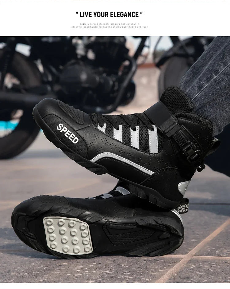 2026 New Leather Motos Breathable Anti Slip Wear-resistant Riders Boots Motorcycle Boots Men Motorbike Racing Ankle Length Shoes