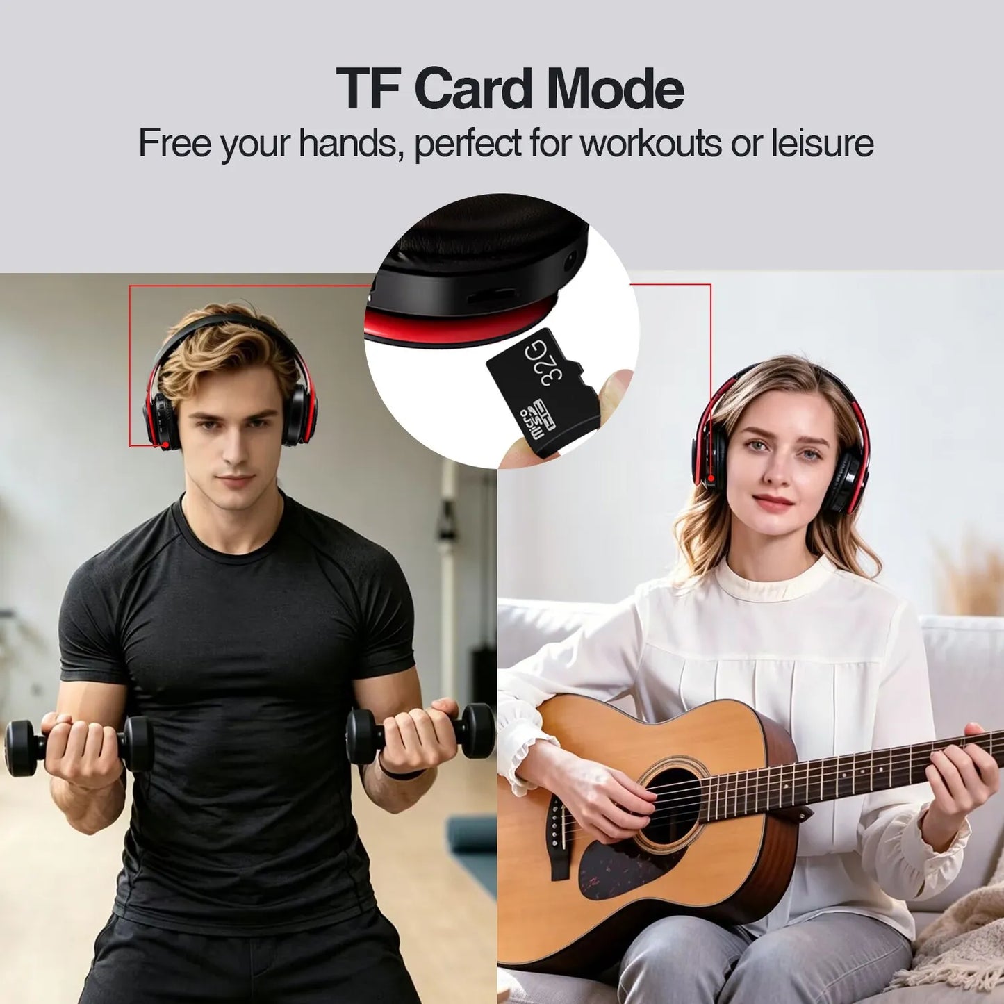Wireless Bluetooth Headphone HI-FI Stereo Over-ear Earphone Foldable Gaming Music Headset TF Card with Mic Noise Cancelling