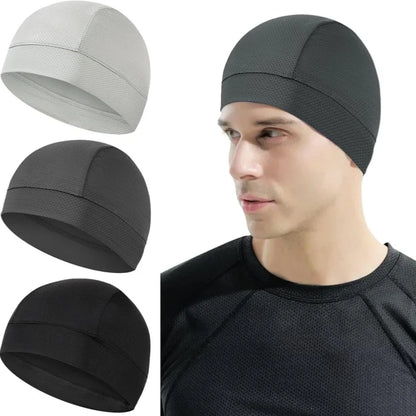 Men Women Quick Dry Breathable Mesh Skull Beanie Cap Sweat Absorbent Sports Cap Under Helmet Liner Moisture Wicking Cycling Hat