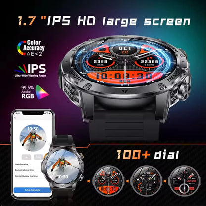 2026 New Men's GPS Outdoor Sports Smart Watch AMOLED Screen NFC Flashlight Heart Rate Monitor Waterproof Bluetooth Call 1000mAh