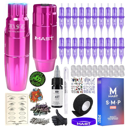 Mast Tour Tattoo Machine Full Kit Permanent Makeup Pen Lightweight Design for Eyebrow & Lip Art Makeup with MAST Pro Cartridge
