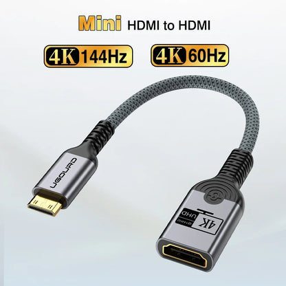 Mini/Micro HDMI hane till HDMI hona-adapter 4K