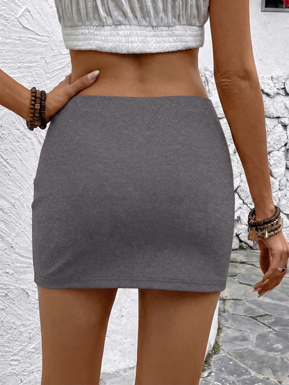Women's High Waist Mini Bodycon Skirt with Built-in Safety Shorts Stretchy Soft Pencil Short for Club Party Casual Slim Fit