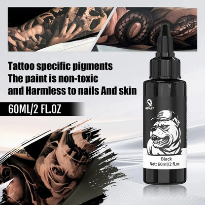 DQFART Triple Super Black Tattoo Ink High-quality Long-lasting Safe Tattoo Ink Creative Designs Skin Coloring Professional