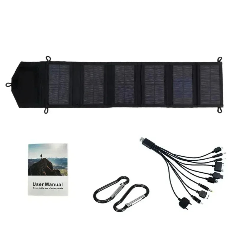 High Power 6 Fold Portable Solar Panel 15W Fast Charger USB 5V DC Full Time Mobile Power Supply