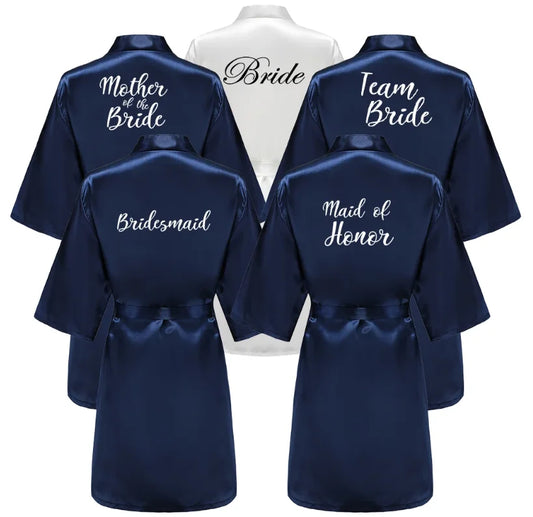 Dam Satinrock 2026 – Brud & Brudtärna Morgonrock i Siden | Lyx Sovplagg Plus Size | S–XXL | Flera Färger