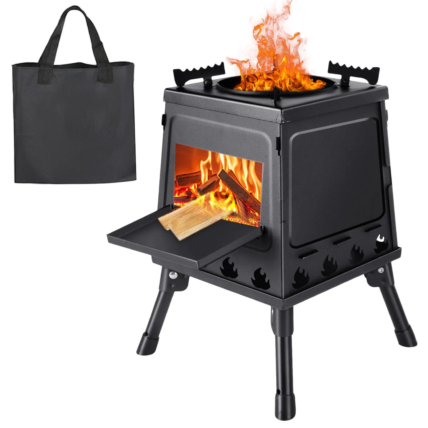 Vikbar Vedeldad Campingkamin – Kolstål Utomhus Vedspis BBQ Camping Vandring Picknick med Bärväska
