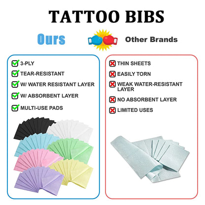 250/125/10pcs Tattoo Clean Pad Disposable Colorful Dental Bibs Tattoo Table Covers Cleaning Wipes Napkin Tattoo Accessories