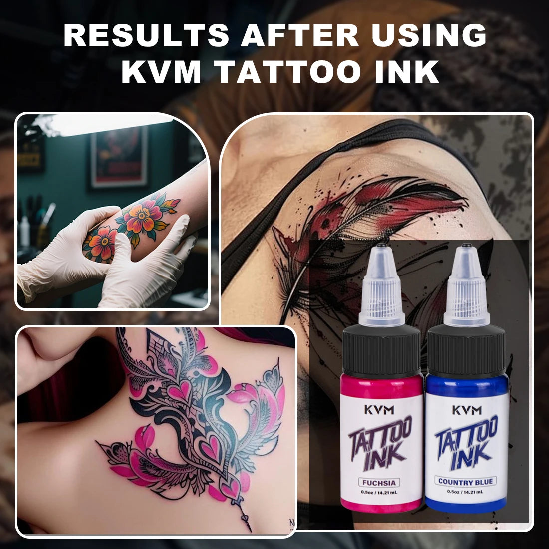 KVM 0.5oz 28 Colors Professional Tattoo Ink for Body Art Natural Plant Micro Pigment Permanent Tattoo Ink for Body Art Paint