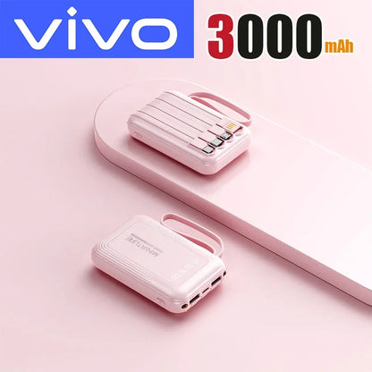 VIVO New 50000mAh Capacity Power Bank Fast Charging Mini 4 Cables Portable External Battery Type C For iPhone Samsung Android