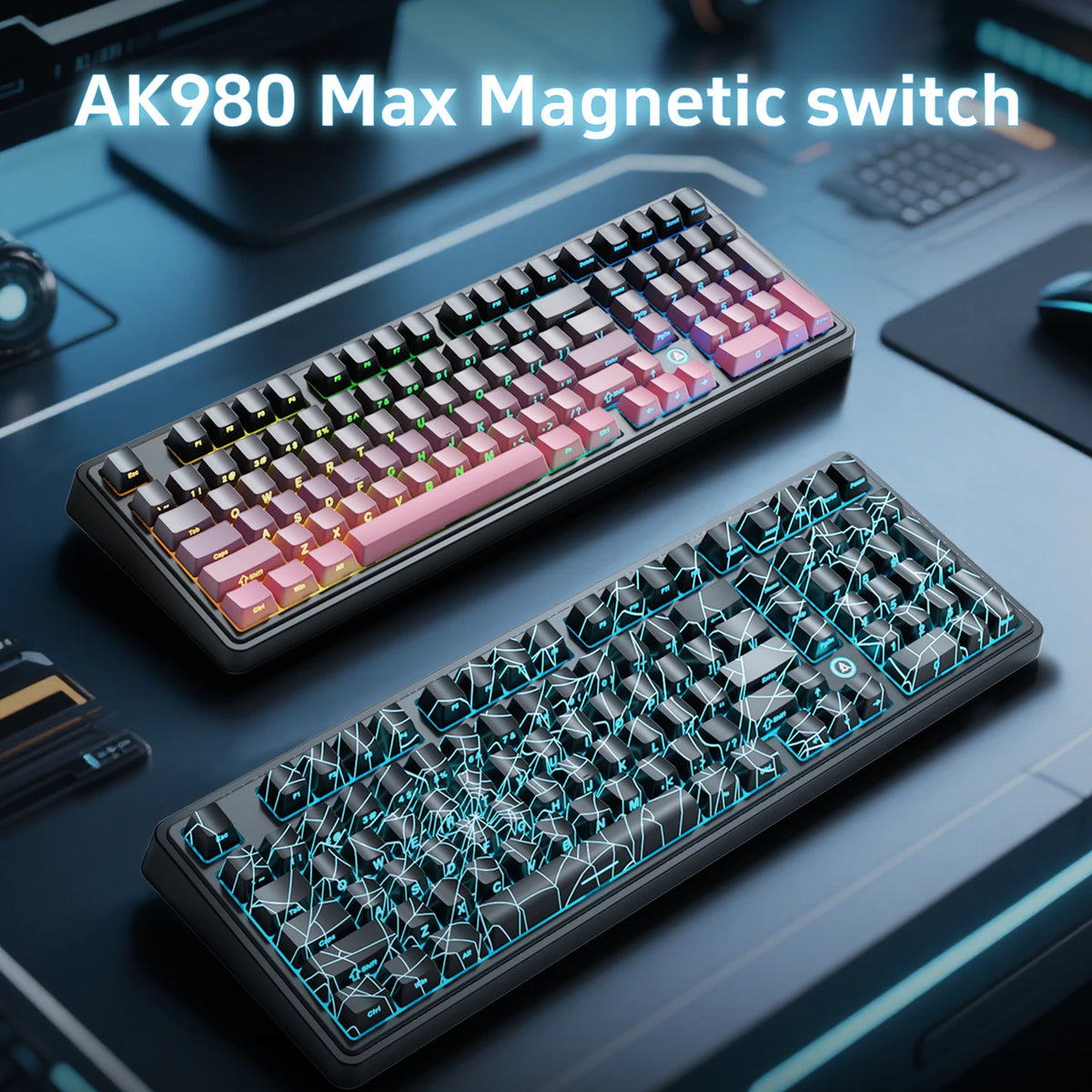AJAZZ AK980 mekaniskt USB-tangentbord med 98 tangenter, RGB och hot-swap