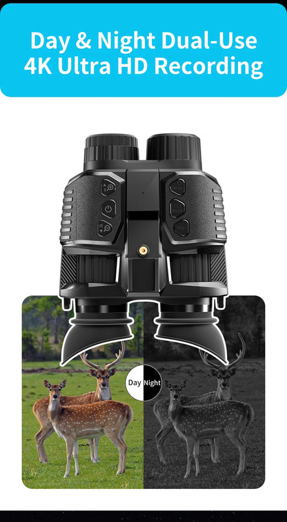 4K Night Vision Binoculars Diopter Eyepiece Dual 1.4" LCD 10X Zoom 3000mAh Level Gauge Infrared Outdoor Observation