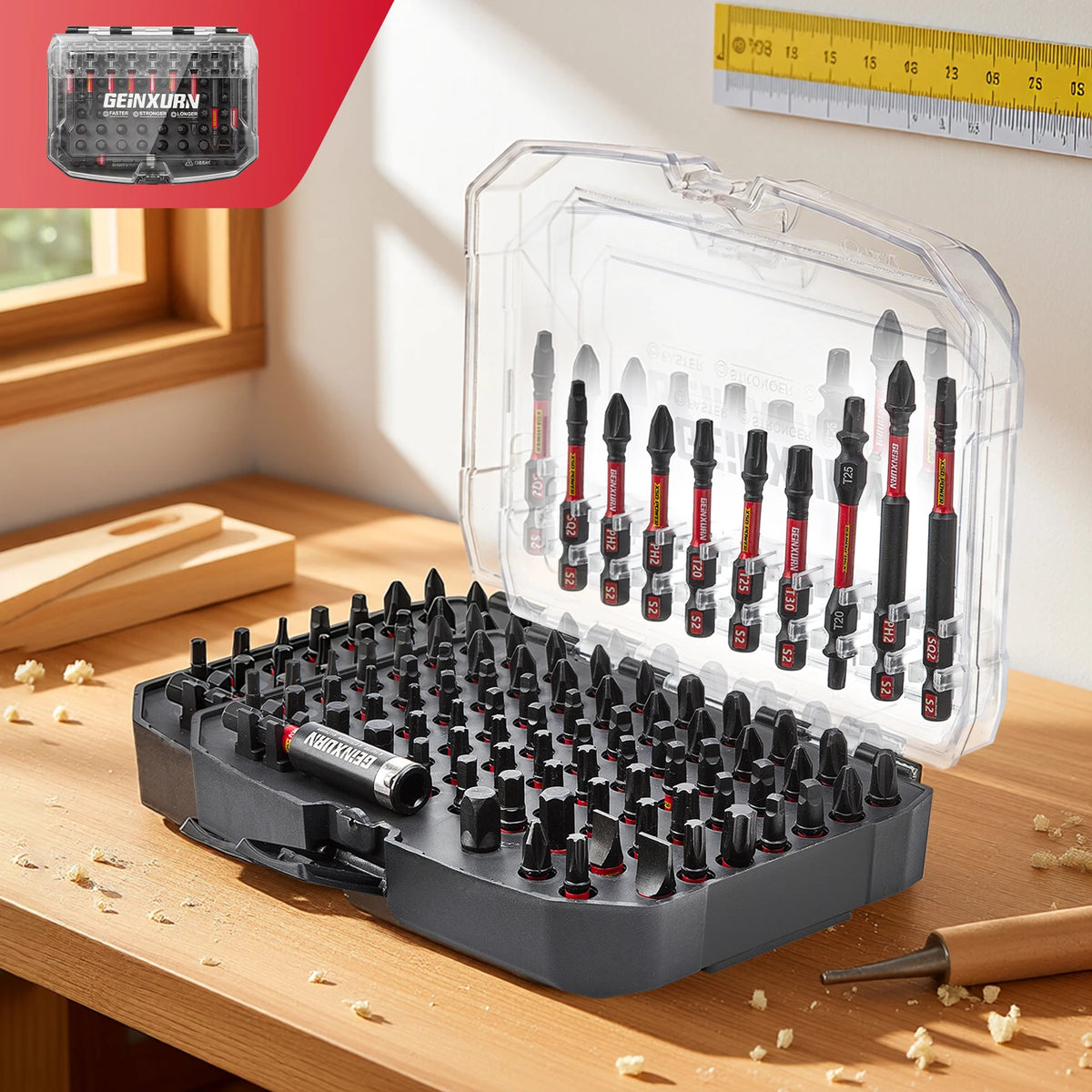 Geinxurn 83-delars skruvbitsset med magnetiska bits och adapter
