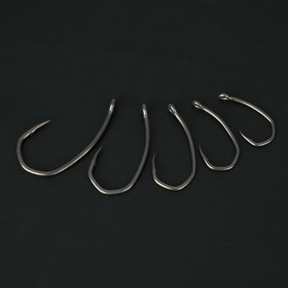 Hirisi 8041 50Pcs PTFE Coated Fish Hook High Carbon Stainless Steel Anti-Rust Sharp Point Barbed With Eye for Fishing Accessory