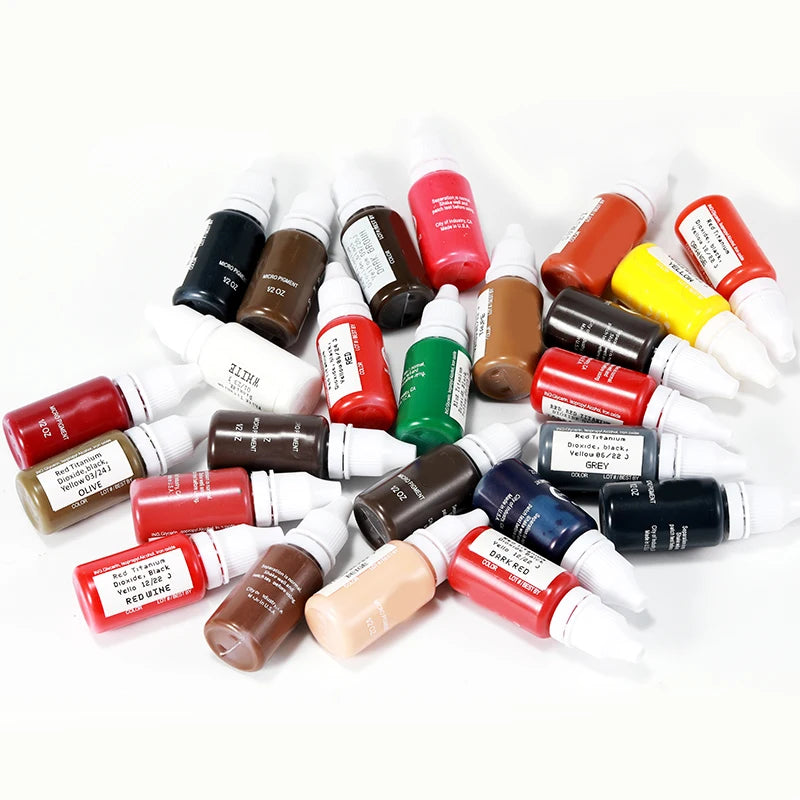 15ml Permanent Makeup Color Natural Eyebrow Dye Plant Tattoo Ink Microblading Pigments For Tattoos Eyebrow Lips Eyelash Set