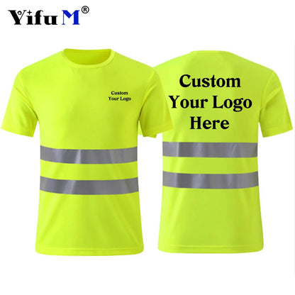 DIY Logo Outdoor Sports Fluorescent High Visibility Safety Work Shirt Breathable Work T Shirt Reflective Vest T-shirt Quick Dry