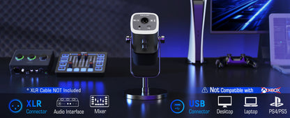 FIFINE AM8 USB/XLR-streamingmikrofon – dynamisk, RGB och hörlursutgång