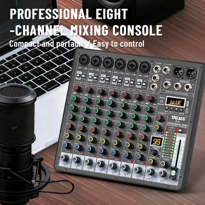 TKLBLS Z8 8 Channel Professional Mixer Bluetooth 48V 12V Battery Powered USB Studio Recording Live Show