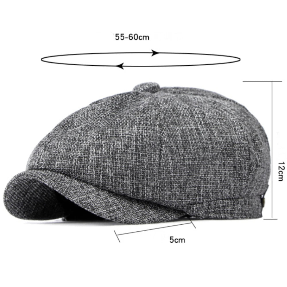 HT4668 Beret Cap Spring Summer Sun Hat Men Women Retro Artist Painter Linen Beret Hat Male Female Octagonal Flat Cap Mens Berets