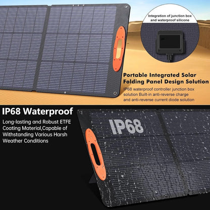 CHUBAN Hopfällbar Solpanel 100W – IP68, 24% Verkningsgrad, Flexibel, MC4/5-i-1, Camping & RV