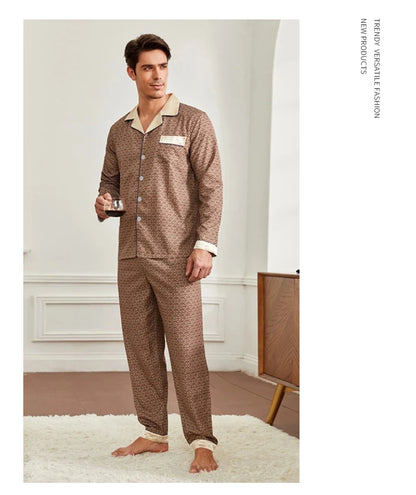 Mens Stain Silk Pajama Sets Pajamas Men Sleepwear Printed Silk Nightgown Home Male Satin Soft Cozy Sleeping Pajamas
