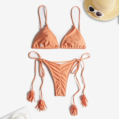 Cikini-Three-Point Bra for Women, Swimsuit Tie Rope, Swimming Pool Wear, Sexy Bikini, Hot Selling, New Fashion, 2022