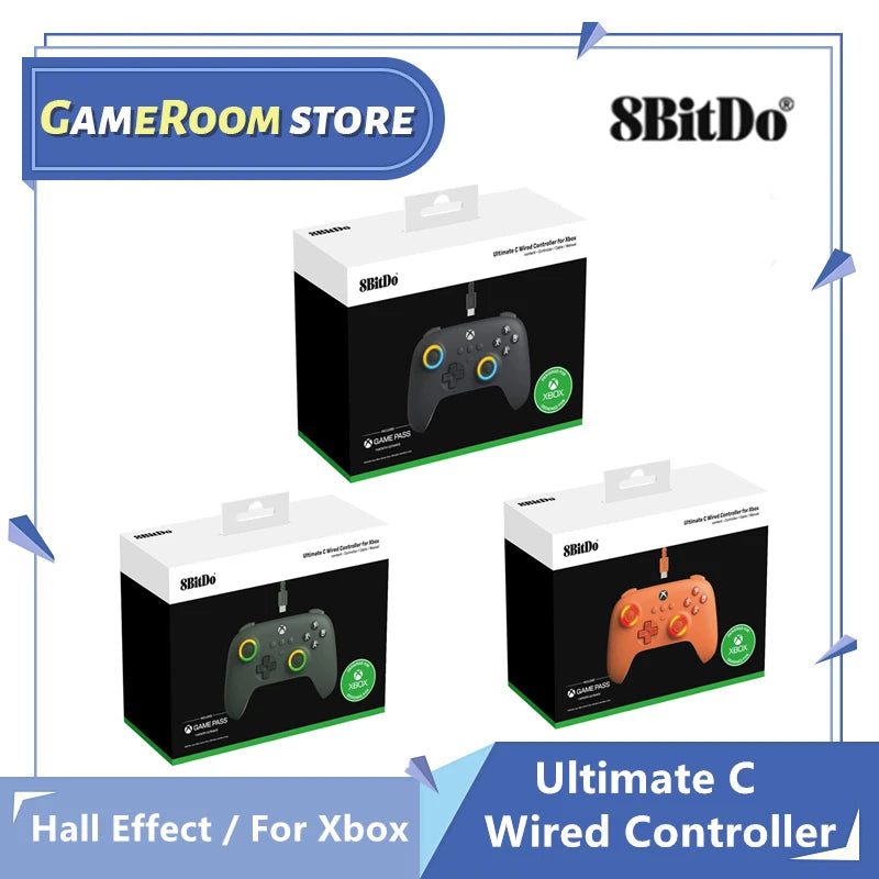 8BitDo Ultimate C Kabelansluten Xbox Handkontroll – Hall Effect GuliKit RGB Fire Ring USB Xbox Series X|S/One/PC Windows 10/11