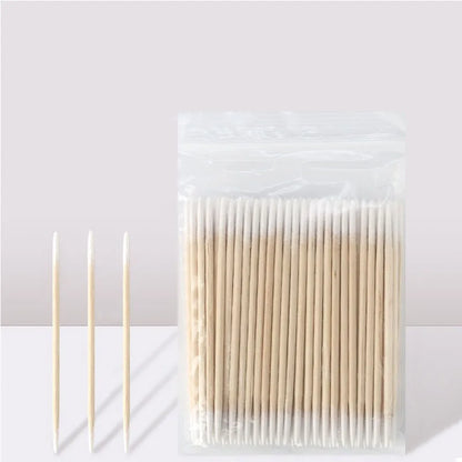 100/300/500Pcs Nails Wood Swab Cleaning Sticks Wooden Cotton Head Bud Tip Manicure Detail Corrector Nail Polish Remover QJB01