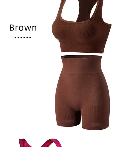 Dam Underkläderset – Sömlös BH & Trosor Crop Top Sport Yoga Fitness, 8 Färger M–XXL